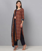 Cotton Printed Kurta Pant Dupatta Set-VKSKD1035